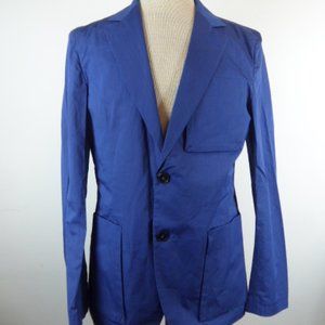 Umit Benan blue Silk cotton blazer jacket Italy i48 38r